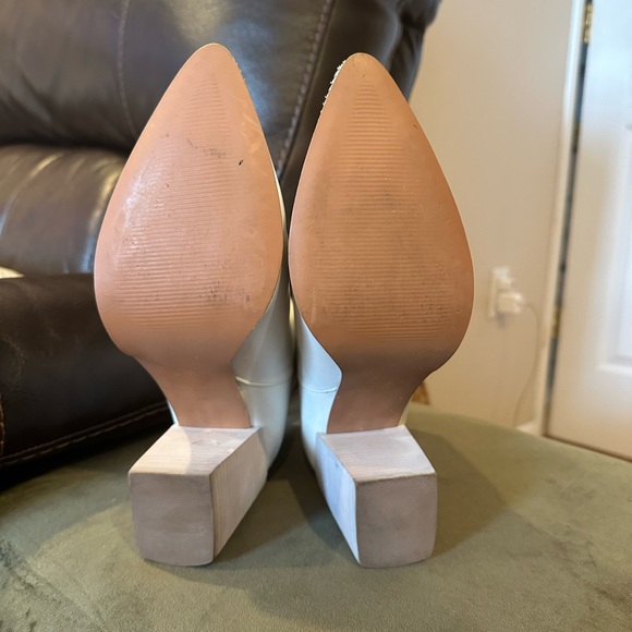 White Leather Ankle Boots - Picture 4 of 5